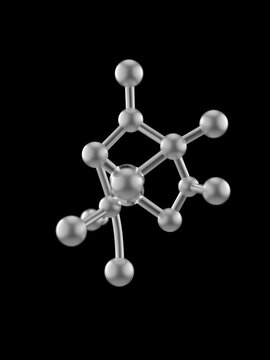 Propene, propylene molecule. It is simplest member of the alkene class of hydrocarbons, unsaturated organic compound with double bond. Molecular model. 3D rendering