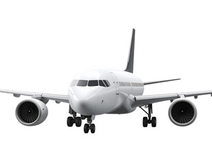 Fototapeta premium Untitled design - White Passenger Airplane Side View, 3D Rendered, Isolated on Transparent Background