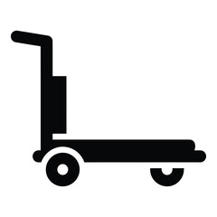Black silhouette of a rolling platform cart with handle for moving goods silhouette
