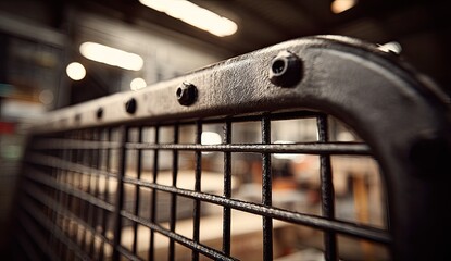 Close-up of a dark metal grille