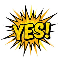 Dynamic 'Yes!' Word in a Sharp Comic Starburst