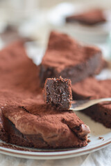 delicious square pieces of fudgy chocolate brownies