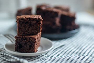 delicious square pieces of fudgy chocolate brownies