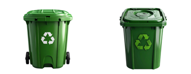 Set Top-View Recycle Bin Icon PNG Isolated on Transparent Background