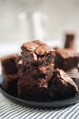 delicious square pieces of fudgy chocolate brownies