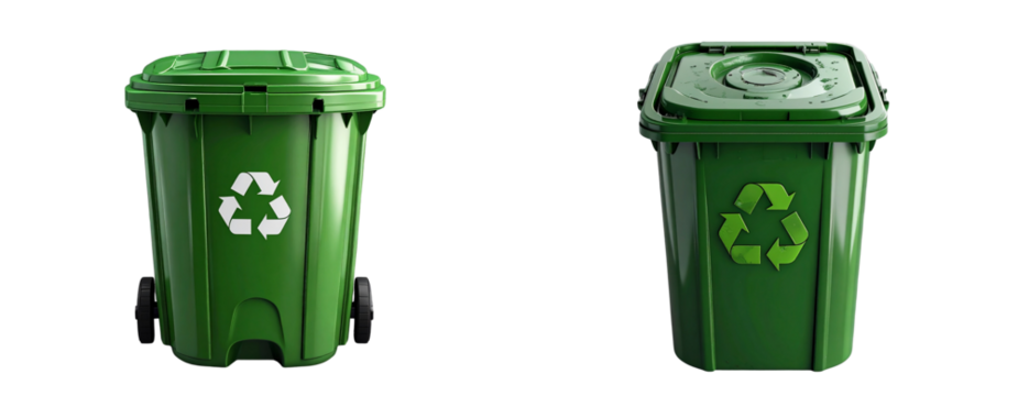 Set Top-View Recycle Bin Icon PNG Isolated on Transparent Background - Powered by Adobe