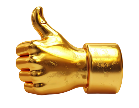 Golden thumb up hand gesture