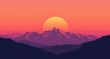 Obraz premium Dramatic Sunset Over a Mountain Range