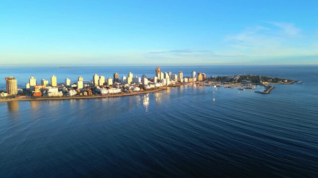 Aerial View of Punta del Este Skyline with Isla Gorriti and Isla de Lobos in the Distance