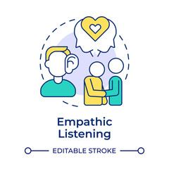 Empathic listening multi color concept icon. Social support, assistance. Help, communication. Round shape line illustration. Abstract idea. Graphic design. Easy to use in booklet, blog post
