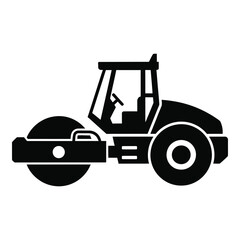 Silhouette of a road roller machine for construction and paving silhouette