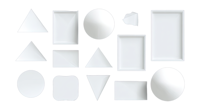 Geometric white shapes