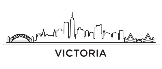 Fototapeta premium Victoria Line Art skyline silhouette. Black Victoria city design isolated. with white background
