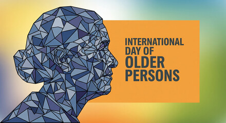 Geometric Low Poly Portrait for International Day of Older Persons


