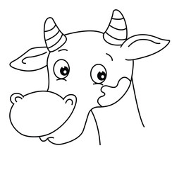 cute cartoon hand drawn vector funny cow outline.