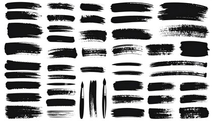 Black paintbrush strokes on white background