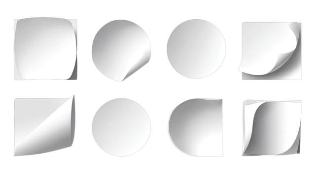 Blank sticky notes in various shapes