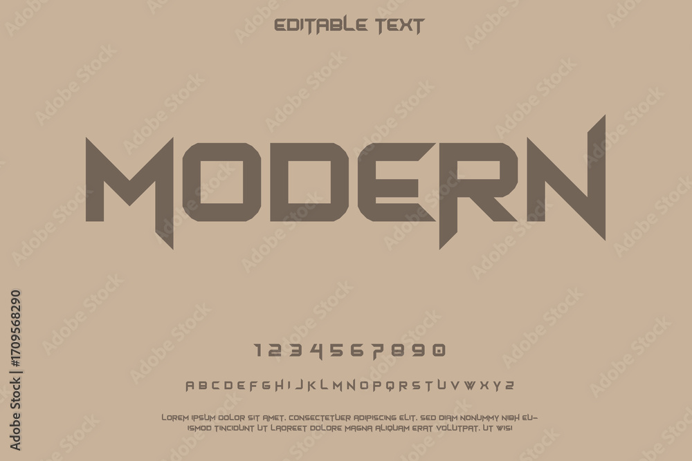 Aufkleber modern geometric font display with numbers and letters