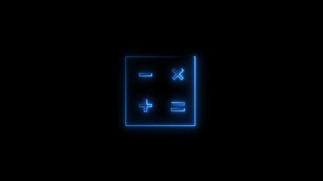 Neon calculator icon  black background digital graphic abstract technology finance mathematics - Powered by Adobe