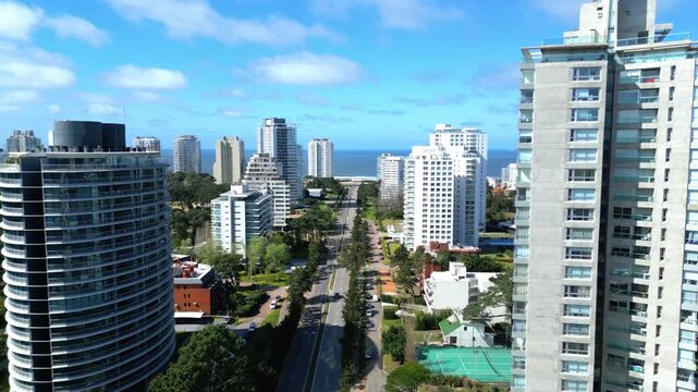 Aerial View of Roosevelt Avenue Modern Towers in Punta del Este