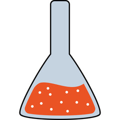 Illustration of a conical flask containing a red solution, ideal for science or laboratory visuals.