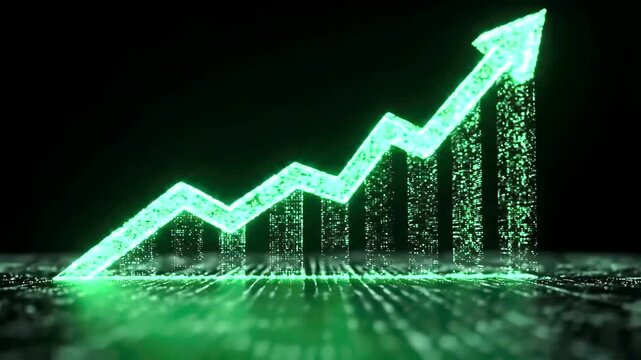 Futuristic Digital Growth Chart Hologram Animation