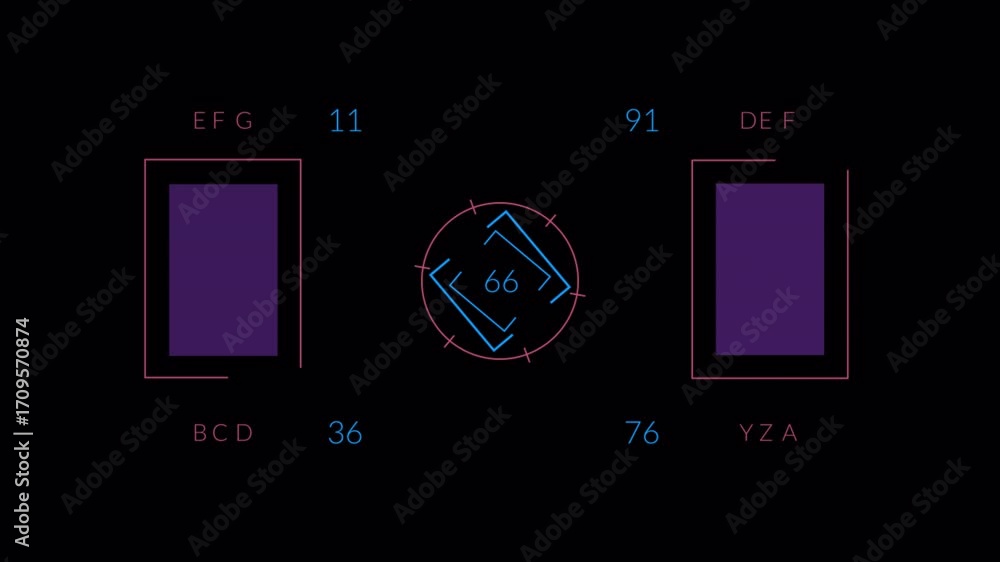 Poster futuristic digital interface with data visualization and abstract graphics.
