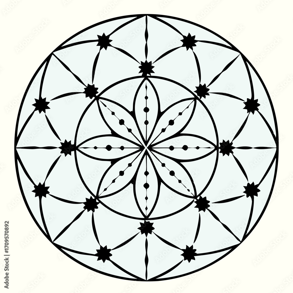 Aufkleber vector geometric pattern featuring circular design with intricate floral shapes and symmetrical line
