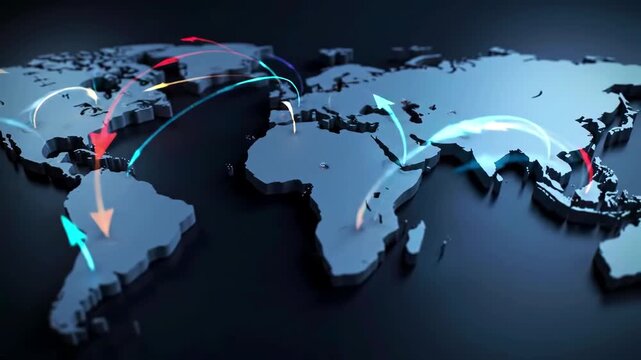 Global Network Connections World Map Animation