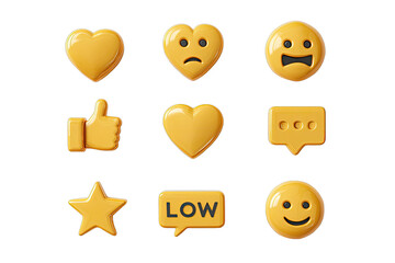 Set of yellow social media icons