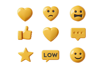 Set of yellow social media icons