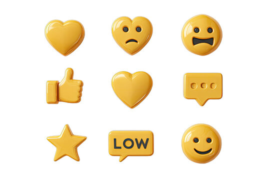 Set of yellow social media icons - Powered by Adobe