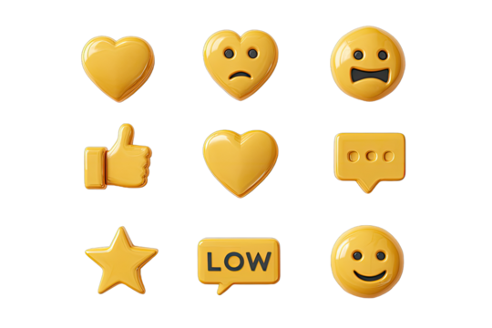 Set of yellow social media icons