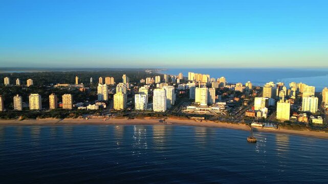 Drone Flight from Playa Mansa to Enjoy Casino and Playa Brava Skyline Punta del Este Uruguay
