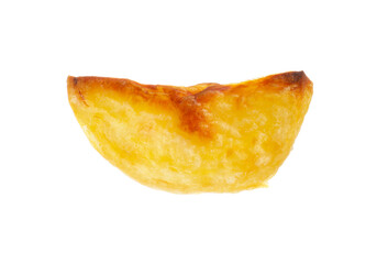 Piece of tasty baked potato isolated on white