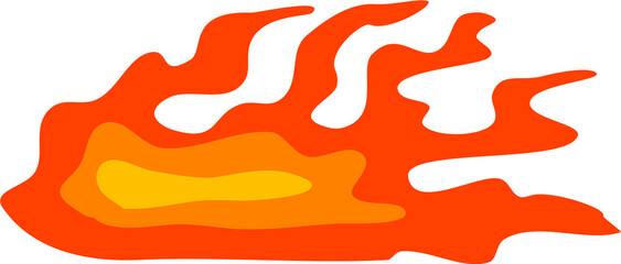 A large, bright orange, cartoonish bonfire.