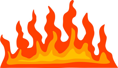 A large, bright orange, cartoonish bonfire.