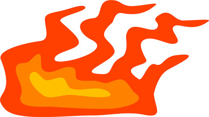 A large, bright orange, cartoonish bonfire.