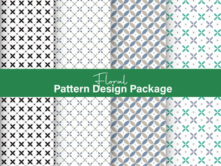 Vector watercolor painted flower. Hand drawn flower design elements isolated on white background, Mockup of 4 customizable repeatable patterns