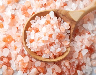 Pink Himalayan Salt in Wooden Spoon