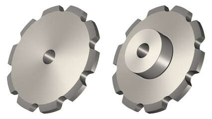 Sprocket for conveyor chain. 10 teeth. Transparent background. 3D rendering