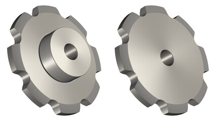Sprocket for conveyor chain. 8 teeth. Transparent background. 3D rendering