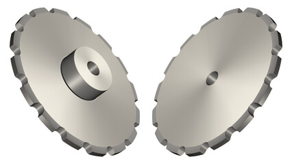 Sprocket for conveyor chain. 16 teeth. Transparent background. 3D rendering