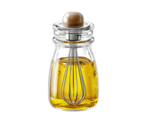 Glass condiment bottle with whisk