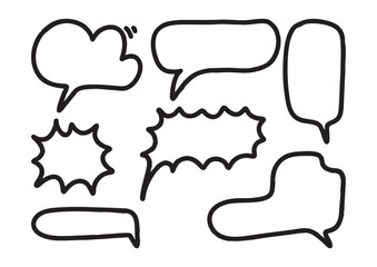 Set of Hand-Drawn Comic Speech Bubbles for Creative Projects