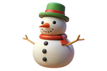 3d christmas snowman with carrot nose festive winter character transparent background isolated on transparent background