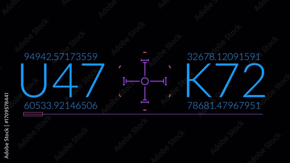 Poster Futuristic UI Elements with Coordinates and Identifiers in Neon Blue.