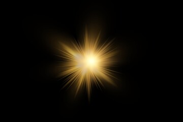 Fototapeta premium Gold glow star with light glowing effect and transparent sun rays overlay background. Digital star PNG burst with golden light and glowing sun rays, bright flare overlay on transparent background.