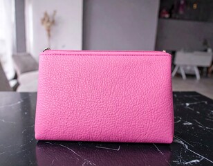 Pink leather clutch