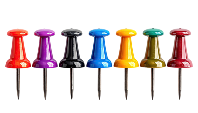 Colorful pushpins in a row